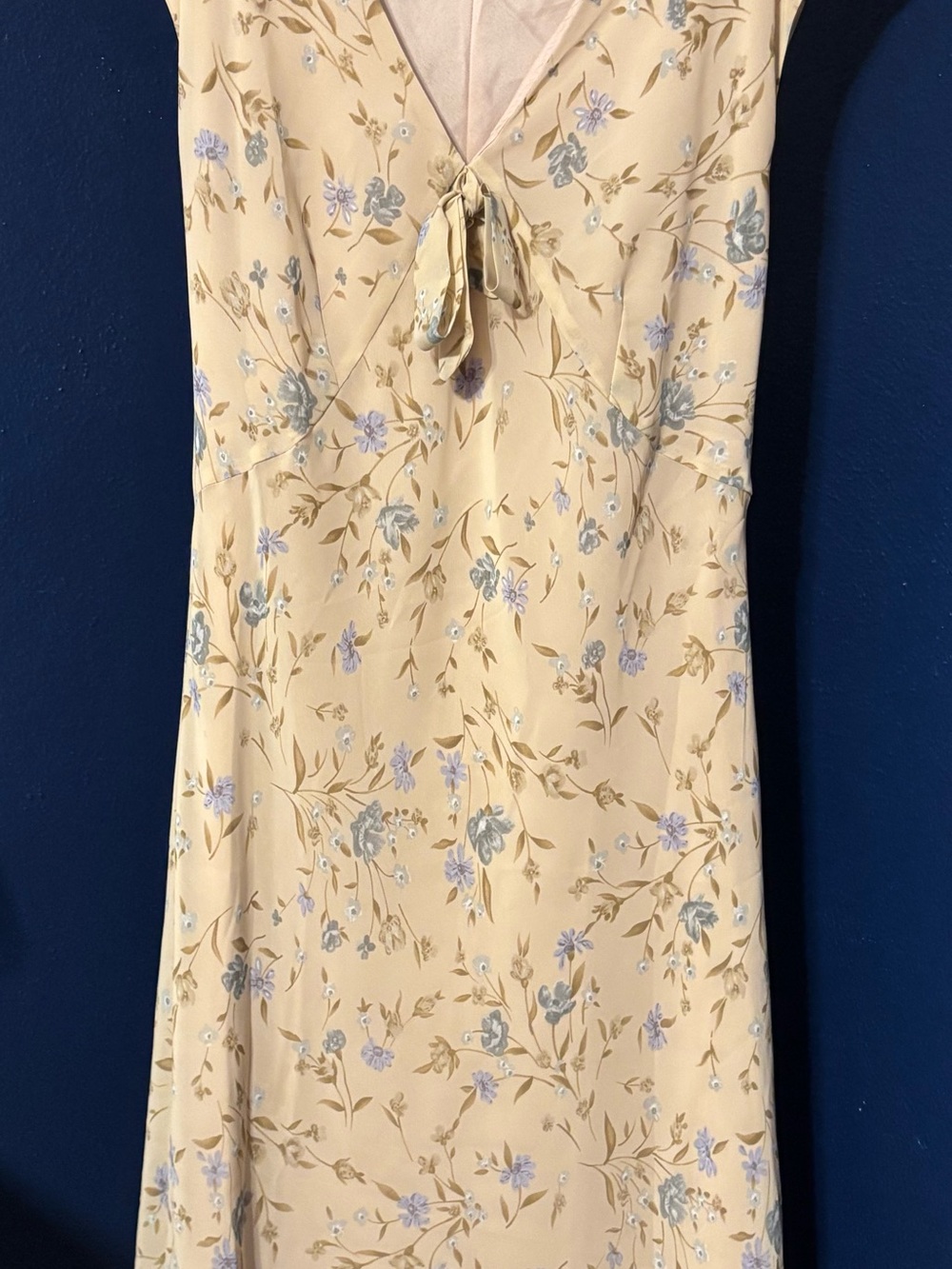 Beige Floral Tie-Front Women's Dress